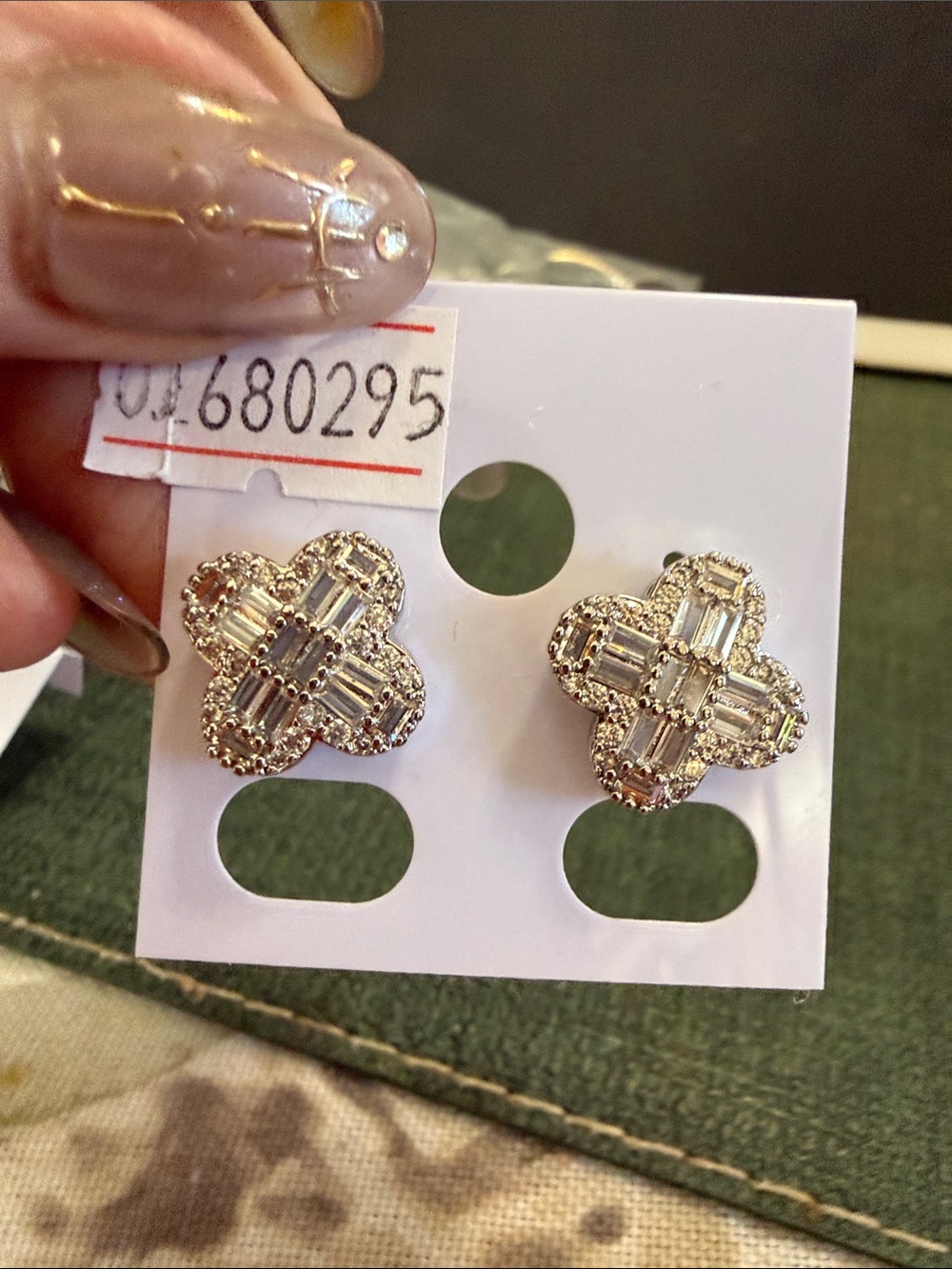 Crystal Clover Stud Earrings in Silver - Women's Jewelry